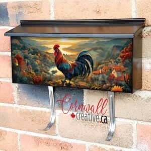 Rooster On The Hill A Colorful Scene Wall-mounted Townhouse Mailbox Cover