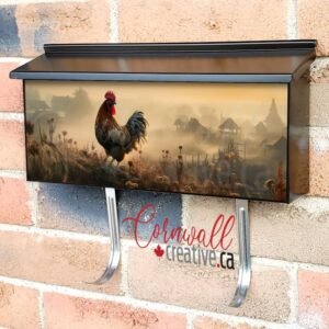 Rooster In Sunset Fog In The Village Wall-mounted Townhouse Mailbox Cover