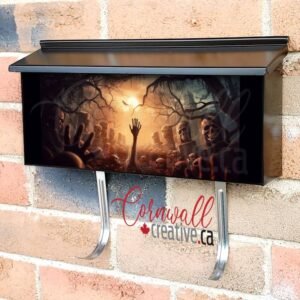 Skeleton Hand Rising From A Graveyard At Halloween Wall-mounted Townhouse Mailbox Cover