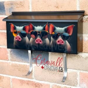 Three Pig With Sunglasses Wall-mounted Townhouse Mailbox Cover
