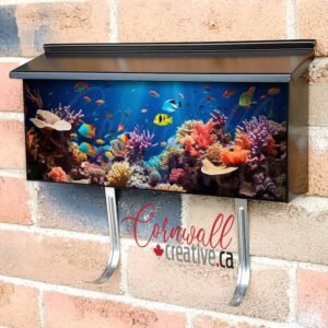 Underwater Scene With Diverse Coral Reefs And Colorful Fish Wall-mounted Townhouse Mailbox Cover