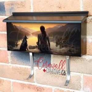 Woman Travelling With Dog In Nature Wall-mounted Townhouse Mailbox Cover