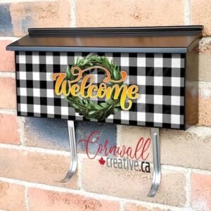 Welcome Message On Black And White Buffalo Plaid 5 Wall-mounted Townhouse Mailbox Cover