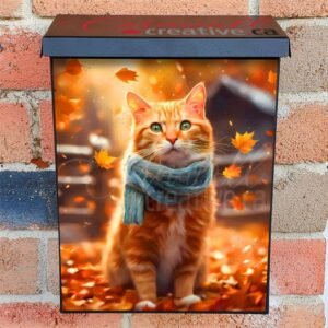 Farmhouse Kitten and Falling Leaves Colonial Mailbox Cover