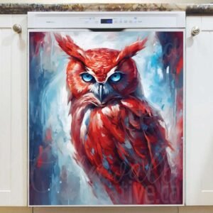 Beautiful Red Owl Magnetic Dishwasher Door Cover