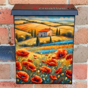 Poppies in Tuscany Colonial Mailbox Cover