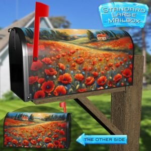 Tuscan Poppy Field Rural Farm Mailbox Cover