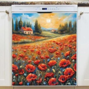Tuscan Poppy Field Magnetic Dishwasher Door Cover