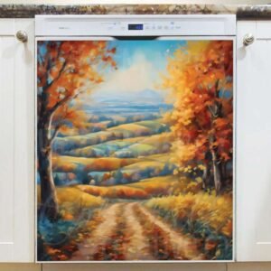 Countryside Autumn Road Magnetic Dishwasher Door Cover