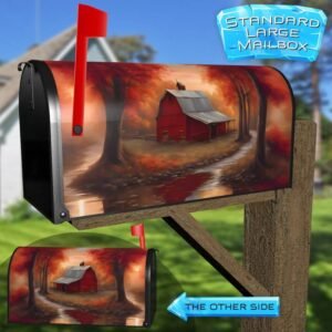 Autumn Farmhouse Barn Rural Farm Mailbox Cover