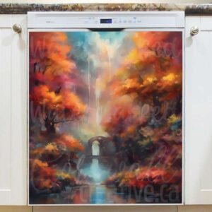 Bridge in the Autumn Forest Magnetic Dishwasher Door Cover