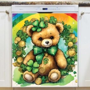St. Patrick Day Teddy Bear Magnetic Dishwasher Door Cover