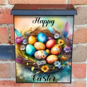 Colorful Easter Eggs in a Nest Colonial Mailbox Cover