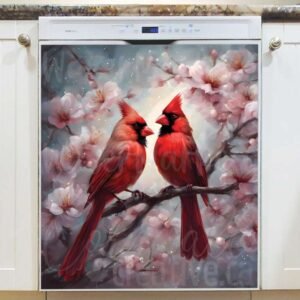 Springtime Cardinals Magnetic Dishwasher Door Cover