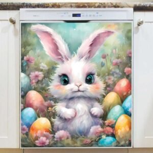 Fluffy Easter Bunny Magnetic Dishwasher Door Cover