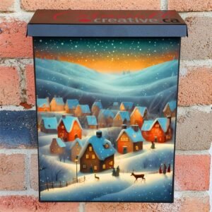 Cute Christmas Country Town Colonial Mailbox Cover