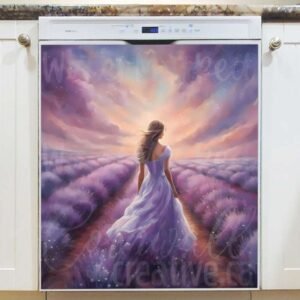 Girl in the Lavender Field 2 Magnetic Dishwasher Door Cover