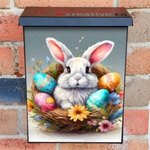 Easter Bunny in the Nest Colonial Mailbox Cover