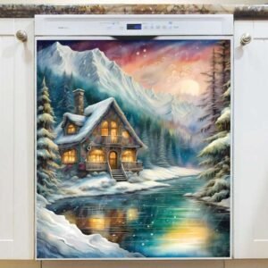 Beautiful Winter Cottage Magnetic Dishwasher Door Cover