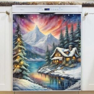 Winter Cottage at the Lake Magnetic Dishwasher Door Cover
