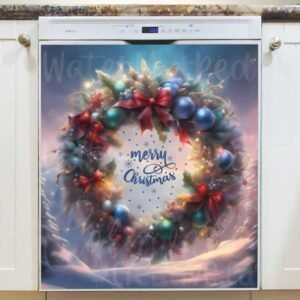 Beautiful Christmas Wreath 2 Magnetic Dishwasher Door Cover