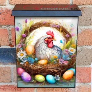 Easter Chicken in the Basket Colonial Mailbox Cover
