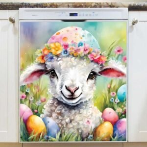 Cute Smiling Easter Lamb Magnetic Dishwasher Door Cover
