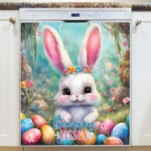 Pretty Easter Bunny Girl Magnetic Dishwasher Door Cover