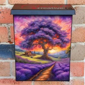 Cottage and Tree in the Lavenders Colonial Mailbox Cover