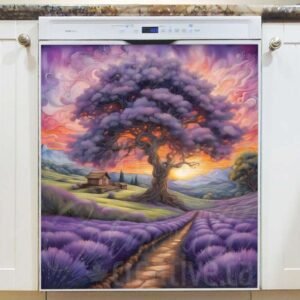 Cottage and Tree in the Lavenders Magnetic Dishwasher Door Cover