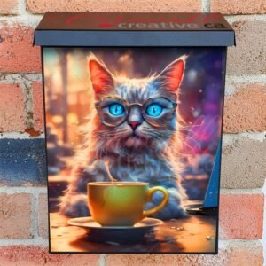 Urban Cat Drinking Coffee Colonial Mailbox Cover