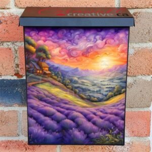 Summer Evening Lavender Field Colonial Mailbox Cover