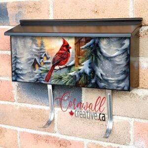 Christmas Morning Cardinal Wall-mounted Townhouse Mailbox Cover