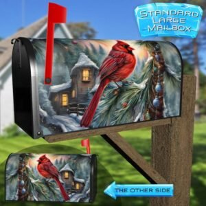 Cardinal on a Pine Tree Rural Farm Mailbox Cover