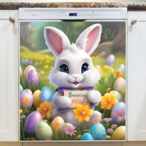 Blue Eyed Easter Bunny Magnetic Dishwasher Door Cover