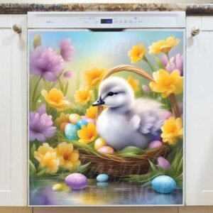 Baby Easter Duck in the Basket Magnetic Dishwasher Door Cover