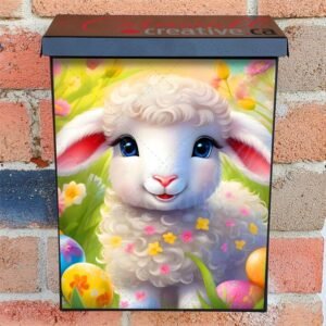 Smiling Easter Lamb Colonial Mailbox Cover