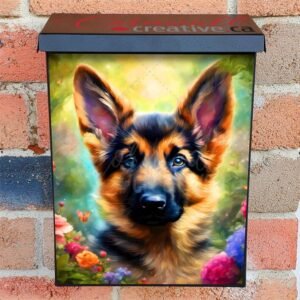 Summer German Shepherd Puppy Colonial Mailbox Cover