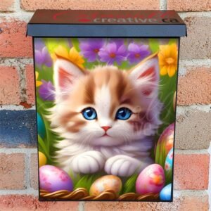 Blue Eyed Easter Kitten Colonial Mailbox Cover