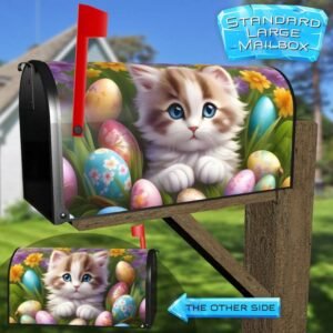 Blue Eyed Easter Kitten Rural Farm Mailbox Cover