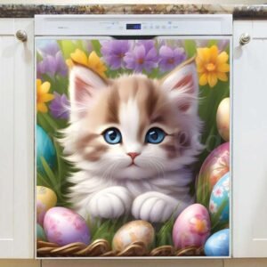 Blue Eyed Easter Kitten Magnetic Dishwasher Door Cover