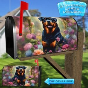 Cute Rottweiler and Flowers Rural Farm Mailbox Cover