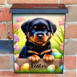 Cute Easter Rottweiler Puppy Colonial Mailbox Cover