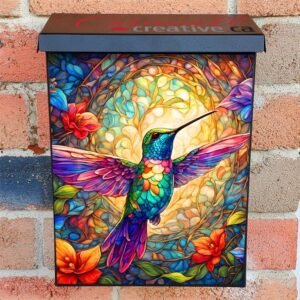 Stained Glass Hummingbird Colonial Mailbox Cover