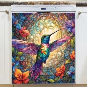 Stained Glass Hummingbird Magnetic Dishwasher Door Cover