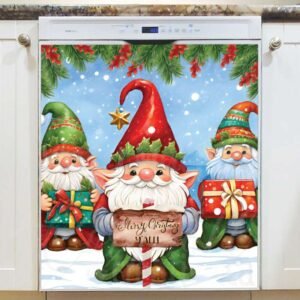 Cute Christmas Gnomes 2 Magnetic Dishwasher Door Cover