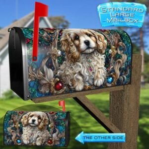 Stained Glass Pretty Puppy Rural Farm Mailbox Cover