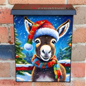 Cute Christmas Donkey Colonial Mailbox Cover