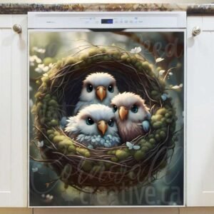 Springtime Birds in the Nest Magnetic Dishwasher Door Cover