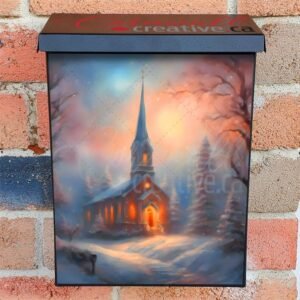 Beautiful Winter Church Colonial Mailbox Cover